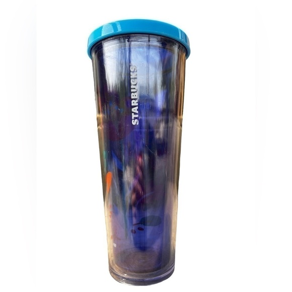 Starbucks Venti Cold Cup Tumbler Floral Clear Blue - Picture 4 of 7